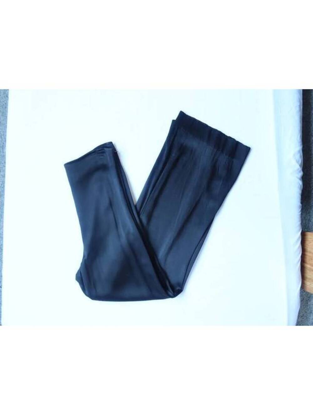 Zara Black Satin Shiny Dress Pants Size S High Rise Straight Leg Trousers
